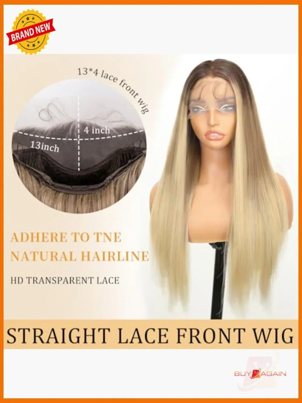 13x4 HD Lace Front Wig Pre Plucked with Baby Hair Synthetic Straight Glueless